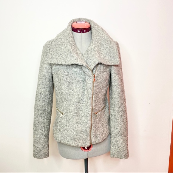 Ann Taylor Gray Wool Blend Moto Jacket - Picture 6 of 8